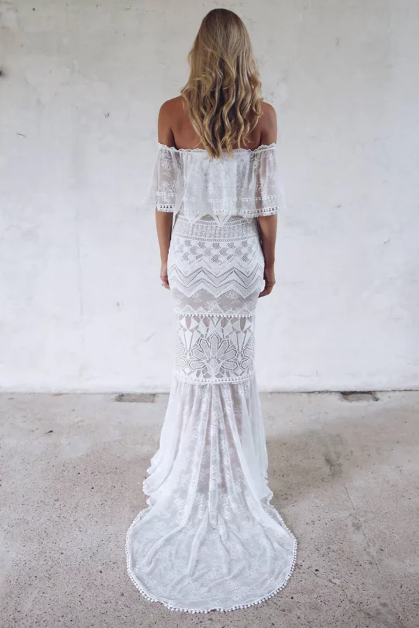 Lace Boho Wedding Dress Mermaid Off The Shoulder Bridal Dresses Bohemian Bridal Gowns Bride Dress Beach Vintage 2025 Customized - Image 4