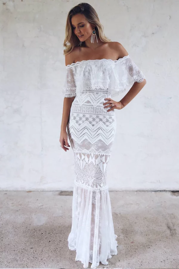 Lace Boho Wedding Dress Mermaid Off The Shoulder Bridal Dresses Bohemian Bridal Gowns Bride Dress Beach Vintage 2025 Customized - Image 2