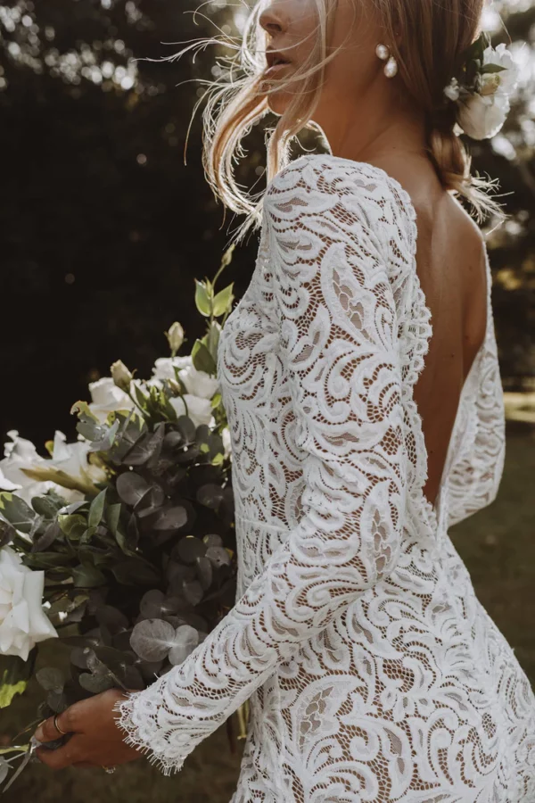 Backless Mermaid Wedding Dresses Boho 2024 Long Sleeve Lace Rustic Bridal Dress Elegant Civil Bride Gowns Customized - Image 3