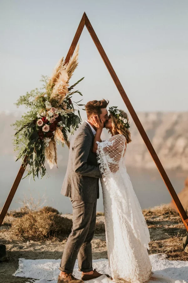 Beach Boho Long Sleeves Wedding Dress V Neck Custom Made Plus Size Backless 2024 Cut Out Lace Destination Elopement Bridal Gown - Image 4