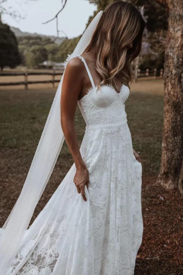 Lace Wedding Dresses Boho Spaghetti Straps A-Line Bohemian Bridal Gowns Simple Beach Marriage Dress Vestidos De Noiva Women 2023 - Image 2