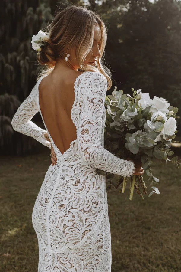 Backless Mermaid Wedding Dresses Boho 2024 Long Sleeve Lace Rustic Bridal Dress Elegant Civil Bride Gowns Customized - Image 4