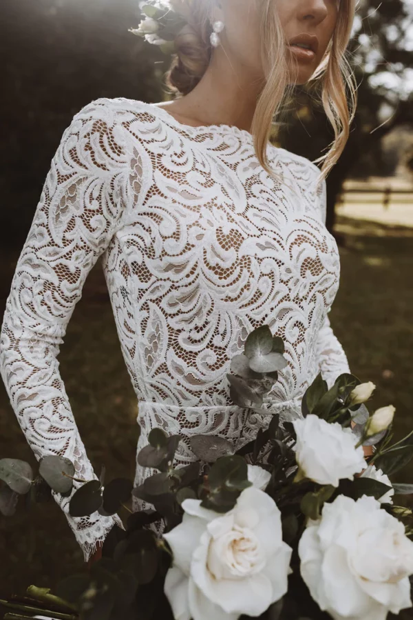 Backless Mermaid Wedding Dresses Boho 2024 Long Sleeve Lace Rustic Bridal Dress Elegant Civil Bride Gowns Customized - Image 2