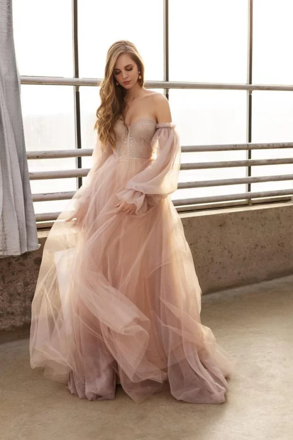 Booma Pink Wedding Dresses Beach Boho Off Shoulder Bridal Gowns Sweetheart Elegant Princess Wedding Party Gowns Customized - Image 2