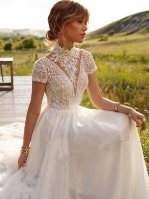 Boho Brautkleid Elfenbein-Schimmer