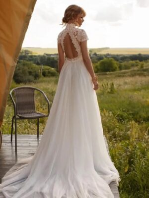 Boho Brautkleid Elfenbein-Schimmer