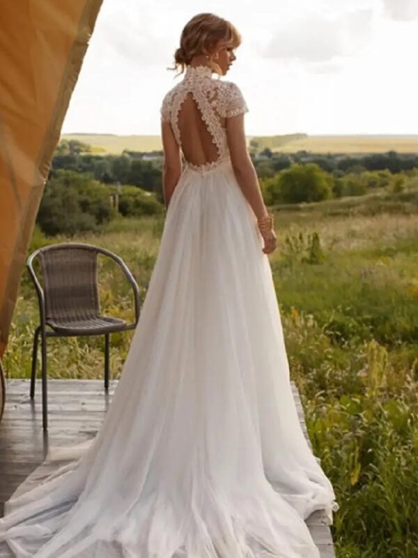 Boho Brautkleid Elfenbein-Schimmer