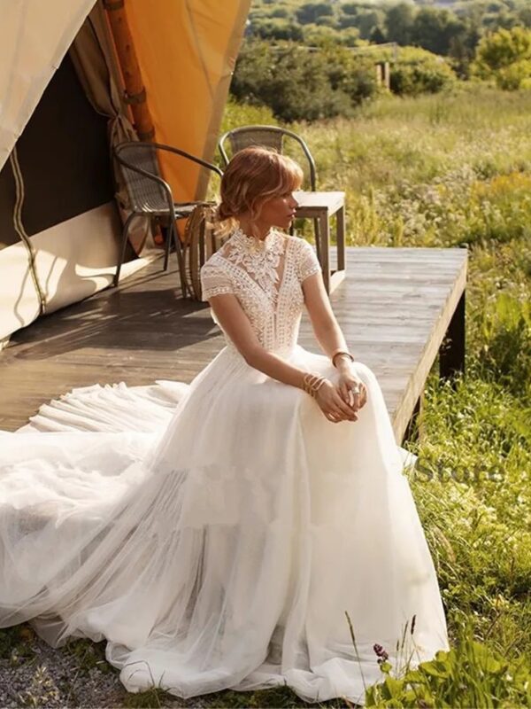 Boho Brautkleid Elfenbein-Schimmer