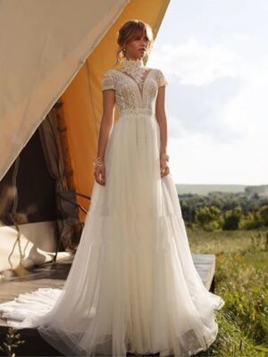 Boho Brautkleid Elfenbein-Schimmer