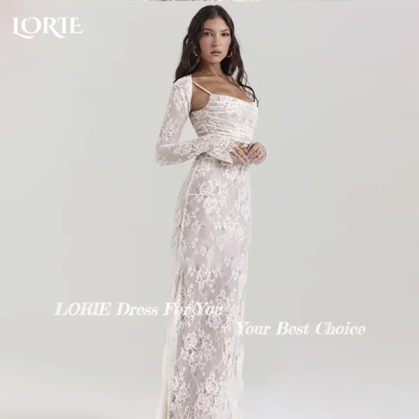 LORIE Lace Women's Wedding Dresses Off Shoulder Square Neck Bride Gown Beach Boho Mermaid Bride Bridal Dress vestidos de novia – Bild 2