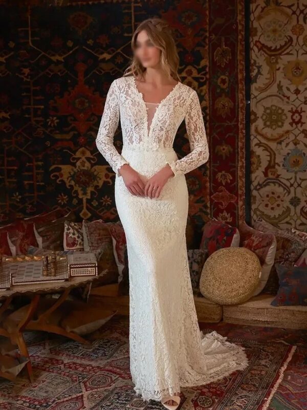Boho Brautkleid Blume im Wind