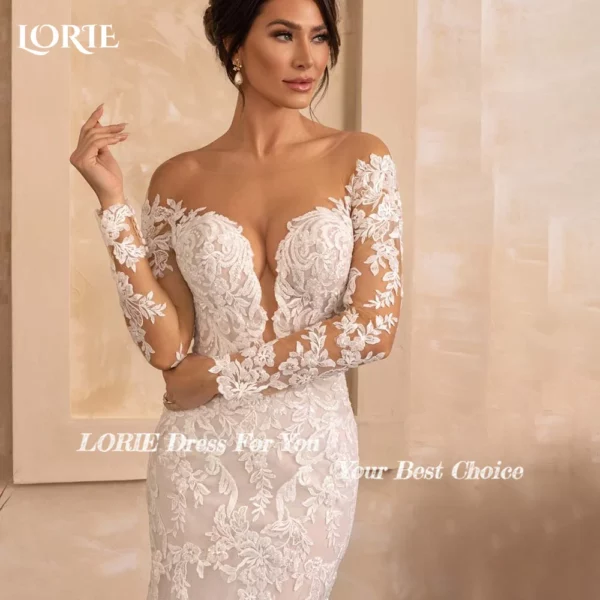 LORIE Lace Women's Wedding Dresses Off Shoulder Square Neck Bride Gown Beach Boho Mermaid Bride Bridal Dress vestidos de novia – Bild 5