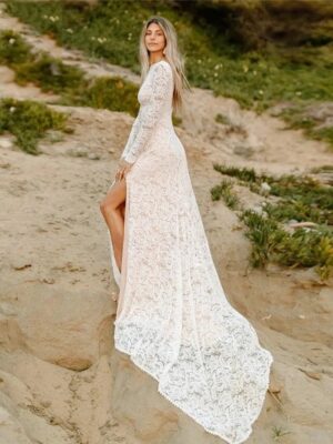 Boho Brautkleid Silberner Schmetterling