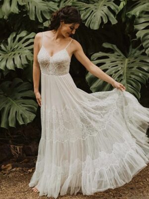 Boho Brautkleid Nebelhauch