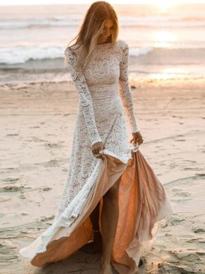 Boho Brautkleid Silberner Schmetterling