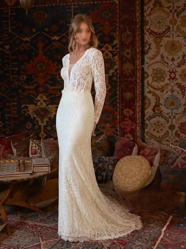 Boho Brautkleid Blume im Wind