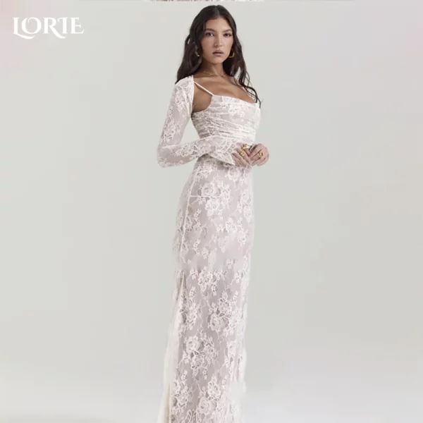 LORIE Lace Women's Wedding Dresses Off Shoulder Square Neck Bride Gown Beach Boho Mermaid Bride Bridal Dress vestidos de novia