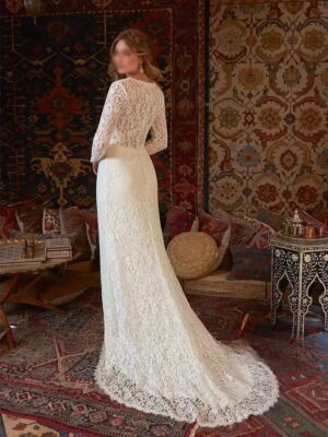 Boho Brautkleid Blume im Wind