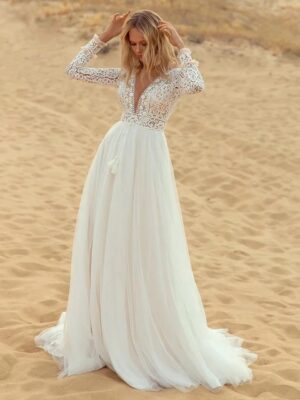 Boho Brautkleid Himmelstau