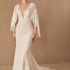 Boho Brautkleid Feder im Wind