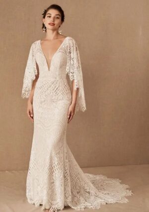 Boho Brautkleid Feder im Wind