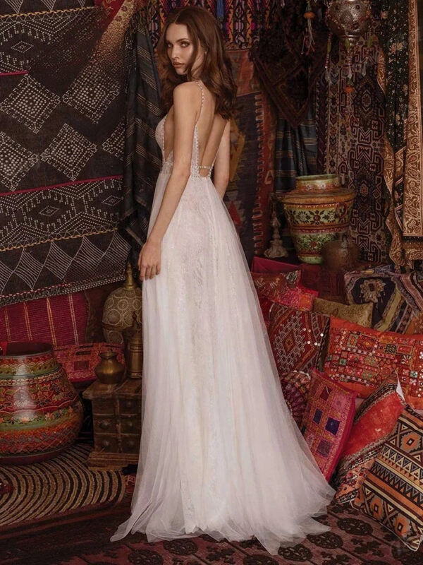 Boho Brautkleid Blatt im Wind