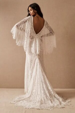 Boho Brautkleid Feder im Wind