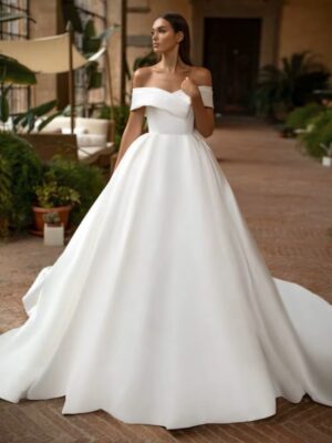 SoDigne Modern Simple Satin Wedding Dress Off the Shoulder Sexy V Neck Customized Plus Size Dubai Elegant Vestidos De Novia