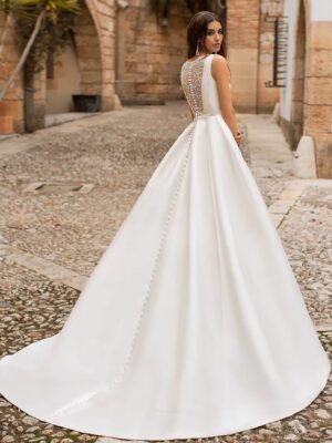 SoDigne Satin Princess Wedding Dresses Scoop Neck Pockets Bride Dresses Buttons Country Elegant Wedding Gowns Customized 3 H97033679b4d248f29932faa1da6699c9I Cropped