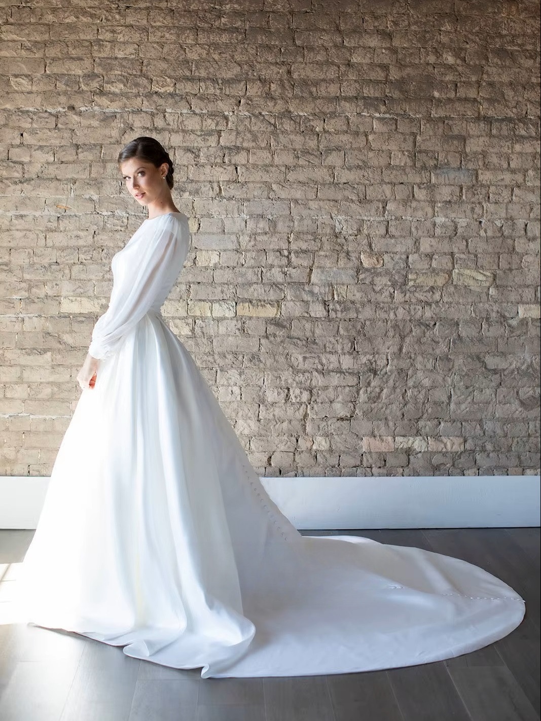 SoDigne Satin A-line Wedding Dresses Full Sleeves O-neck Bridal Dress Elegant Long Bridal Gown vestidos de novia Customized 2 SoDigne Satin A-line Wedding Dresses Full Sleeves O-neck Bridal Dress Elegant Long Bridal Gown vestidos de novia Customized – Bild 2