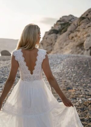 SoDigne A-line Boho Wedding Dresses V-neck Sleeveless Lace/Tulle Bridal Dress Beach Long Wedding Gown Robe De Mairee Customized 7 S18301f8ddda142c8848a96b75de6579d1 Cropped