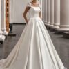 SoDigne Satin Wedding Dress For Women Elegant Cap Sleeves Scoop Neck Flowers Women A-Line Bridal Gown With Pockets Customized 8 S3a3ecc691a2e42cfb4aa8a2baf470e045 Cropped