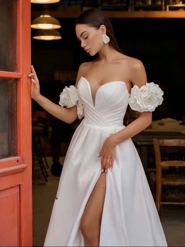 SoDigne Modern Satin Wedding Dresses Sweetheart A-line Elegant Bridal Dress Boho Split Lace Up Wedding Gown Robe De Mairee  3 SoDigne Modern Satin Wedding Dresses Sweetheart A-line Elegant Bridal Dress Boho Split Lace Up Wedding Gown Robe De Mairee  – Bild 3