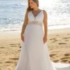 Beach Wedding Dresses Plus Size Deep V Neck Sleeveless Bride Gowns Appliques Back Button Sweep Train A-Line Vestido De Noiva 6 S5392a7d40a4d472aa158106a6fcb8231X Cropped