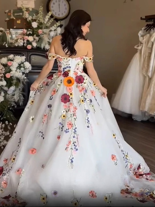 SoDigne A-line Flowers Embroidery Tulle Wedding Dress Sweetheart Off Shoulder Long Beach Bride Gown vestidos de novia Customized 2 SoDigne A-line Flowers Embroidery Tulle Wedding Dress Sweetheart Off Shoulder Long Beach Bride Gown vestidos de novia Customized – Bild 2