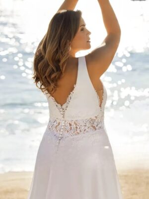 Beach Wedding Dresses Plus Size Deep V Neck Sleeveless Bride Gowns Appliques Back Button Sweep Train A-Line Vestido De Noiva 5 S64a3fdac578e4469aee45cedc762396ch Cropped