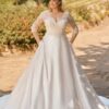 Classic Wedding Dresses 2023 Plus Size V-Neck 3/4 Sleeves Bride Gowns Back Lace-up Lace Applique A-Line Satin Robe De Mariage 4 S6d3bc314bdab425f9fbec762d5cd18d0c Cropped