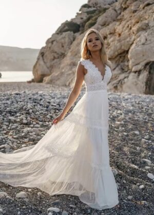 SoDigne A-line Boho Wedding Dresses V-neck Sleeveless Lace/Tulle Bridal Dress Beach Long Wedding Gown Robe De Mairee Customized 6 S7188d827b02044008c0c2015f7828729O Cropped