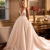 SoDigne A Line Simple Women Wedding Dresses V Neck With Pockets Bridal Dress Backless Sexy Satin Wedding Gowns Customized 6 S8972383bb4d54a569d997e57a660fb5bk Cropped