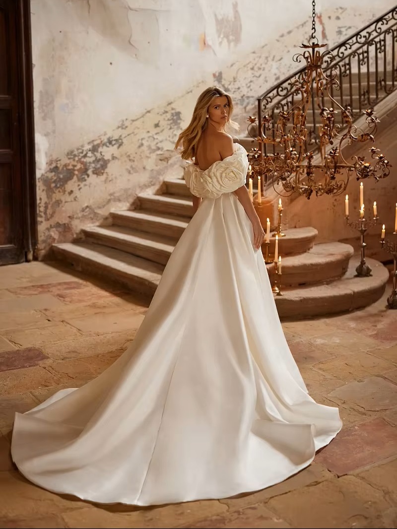 SoDigne Off Shoulder 3D Flower Wedding Dresses A-line Sleeveless Simple Satin Bridal Dress 2025 Long Wedding Gown Robe De Mairee 2 SoDigne Off Shoulder 3D Flower Wedding Dresses A-line Sleeveless Simple Satin Bridal Dress 2025 Long Wedding Gown Robe De Mairee – Bild 2