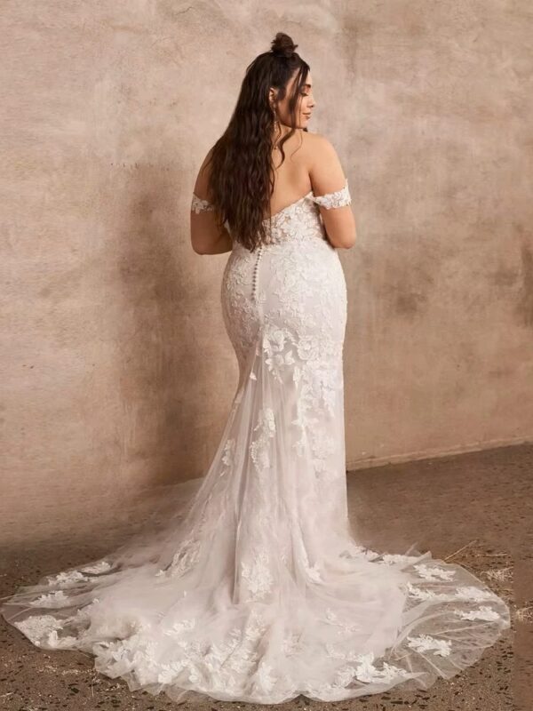 Pastrol Tulle Wedding Dresses Plus Size Sweetheart Neck Sleeveless Bride Gowns Appliques Floor Length Mermaid Vestido De Noiva – Bild 2