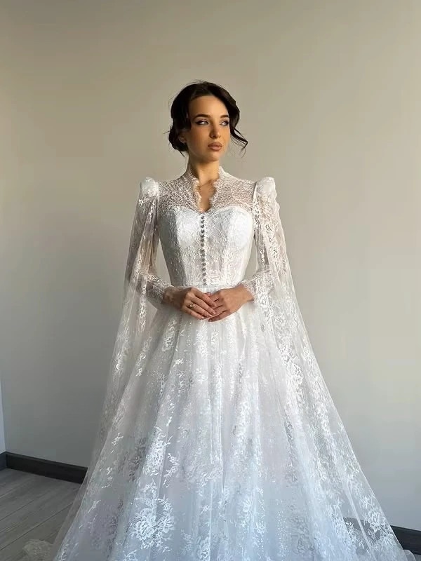 SoDigne A-line Elegant Wedding Dresses Full Sleeves V-Neck Lace Bridal Dress 2025 Long Wedding Gown Robe De Mairee Customized 3 SoDigne A-line Elegant Wedding Dresses Full Sleeves V-Neck Lace Bridal Dress 2025 Long Wedding Gown Robe De Mairee Customized – Bild 3