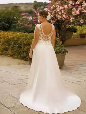 Pastrol A-Line Wedding Dresses Plus Size V Neck Cap Sleeves Bride Gowns Appliques Backless Floor Length Vestido De Noiva 2024 4 Sb77b6669e3464bb794db9c3a8f250318D Cropped