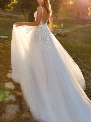 SoDigne Formal Princess Women Wedding Dresses Lace Flower A Line Bride Gowns Button Backless Bridal Dress For Wedding Customized 5 Sb7df644792914df29e591822bf4dffefo Cropped