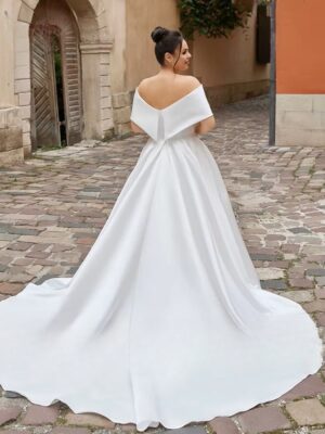 Simple Off Shoulder Wedding Dresses Plus Size Satin Bride Gowns Pleat Back Zipper Floor Length A-Line Vestidos De Novia 2025 3 Se3d7c786ce554acd9dcde7d89bbae1b3i Cropped
