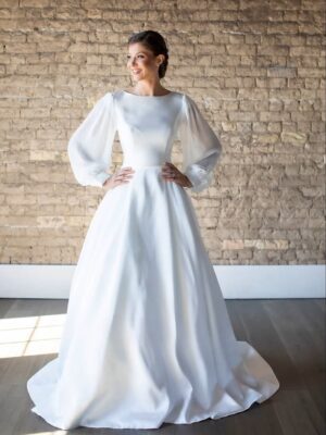 SoDigne Satin A-line Wedding Dresses Full Sleeves O-neck Bridal Dress Elegant Long Bridal Gown vestidos de novia Customized 5 Se46b2f93e3c54b3584f10e15166ec5b3n Cropped