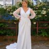 Simple Mermaid Wedding Dresses Plus Size V Neck Long Sleeves Bride Gowns Pleat Back Zipper Floor Length Vestido De Noiva 2025 6 Sed9c6d3176b44c50becadc5f69f17de1X Cropped
