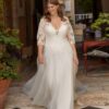 Classic Wedding Dresses Plus Size V-Neck 3/4 Sleeves Bride Gowns Appliques Sweep Train A-Line Organza Vestido De Noiva Ballgown 6 Sf5fac4e5788345eba00fbcedee598752O Cropped