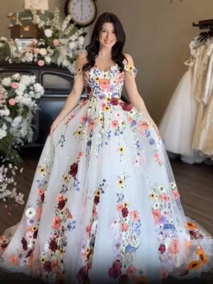 SoDigne A-line Flowers Embroidery Tulle Wedding Dress Sweetheart Off Shoulder Long Beach Bride Gown vestidos de novia Customized