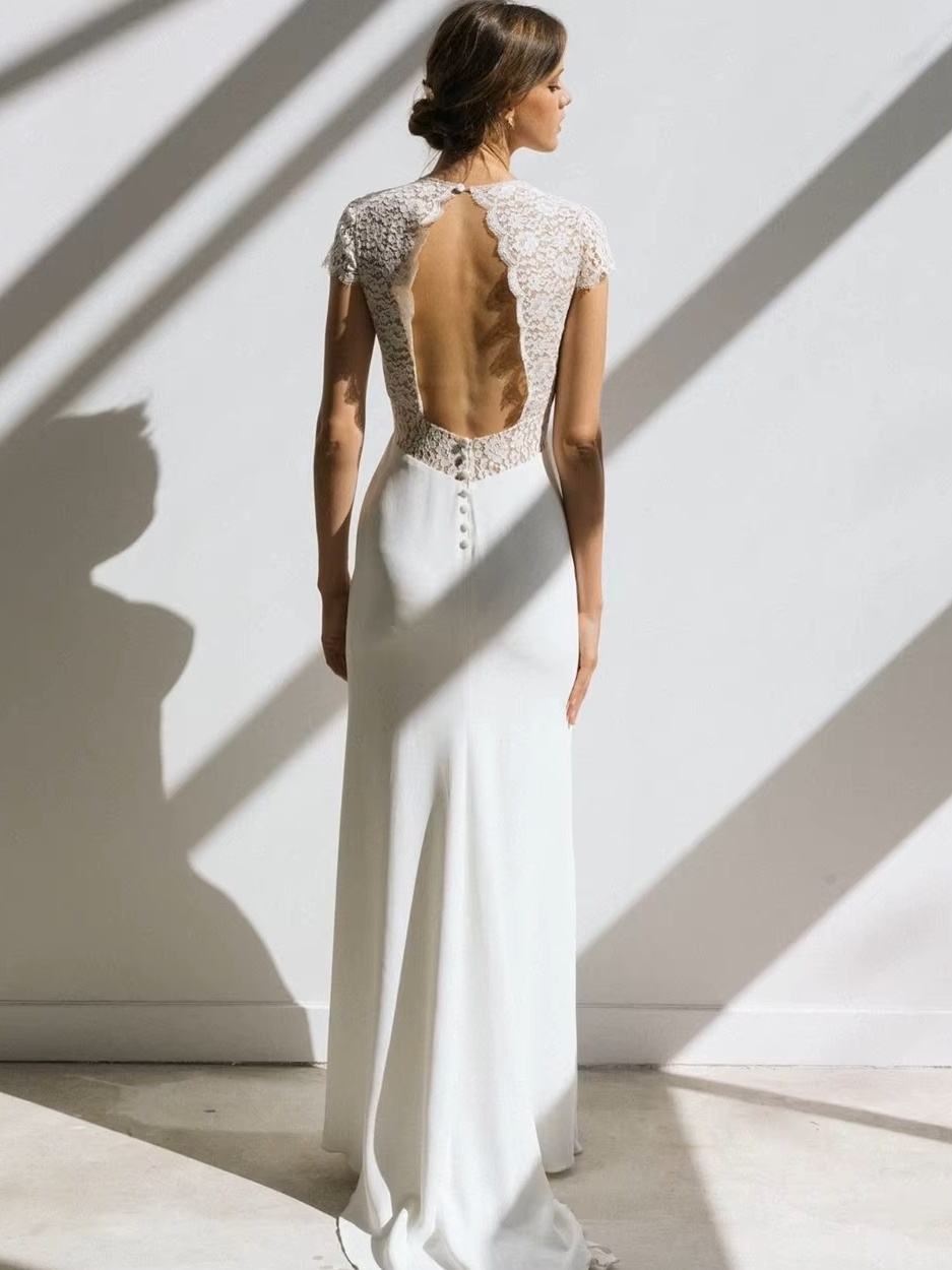 Vintage Boho Wedding Dress Short Sleeve Mermaid Backless Lace Sweep Train Stunning Charming Women Vesditos De Novia Customized 2 Vintage Boho Wedding Dress Short Sleeve Mermaid Backless Lace Sweep Train Stunning Charming Women Vesditos De Novia Customized – Bild 2